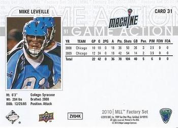 2010 Upper Deck Major League Lacrosse #31 Mike Leveille Back